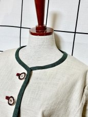 画像5: 鳥刺繍  ベージュ リネン混紡 ハートパッチ ディアンドル チロルジャケット ドイツ民族衣装 舞台 演劇 演奏会 フォークダンス オクトーバーフェスト (5)