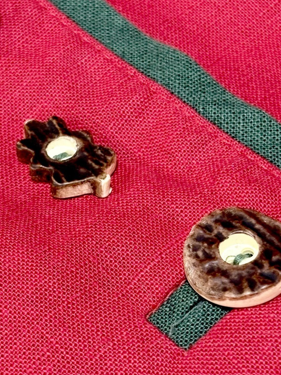 画像13: ドイツ製 Germany リネン混紡 ウッド調ボタン ノーカラー ディアンドル チロルジャケット ドイツ民族衣装 舞台 演劇 演奏会 フォークダンス オクトーバーフェスト (13)