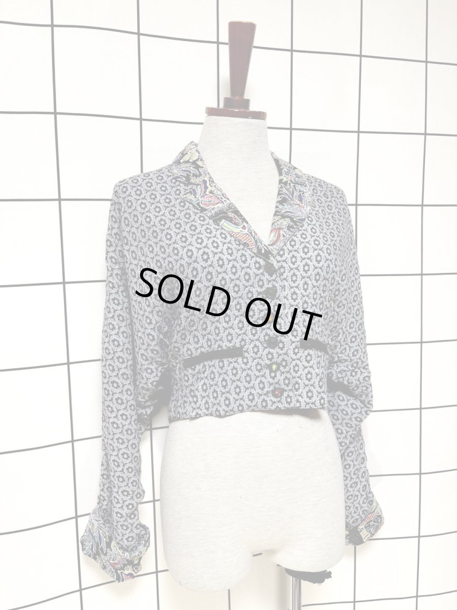 画像3: ショート丈 スフィンクス柄 ドルマンスリーブ レトロ USA古着 ヴィンテージジャケット (3)