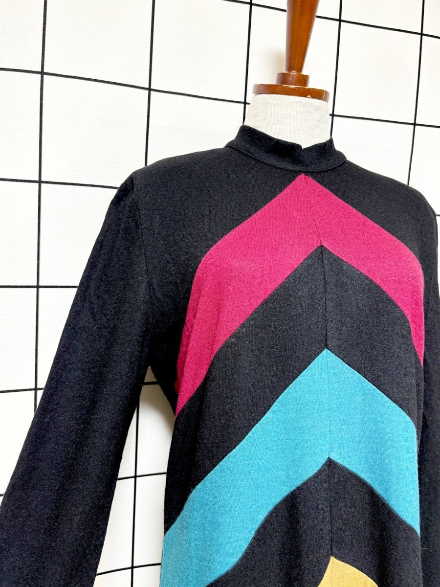 画像6: Italy製 イタリア ハイネック ウール ブラック レトロ USA古着 ヴィンテージワンピース (6)