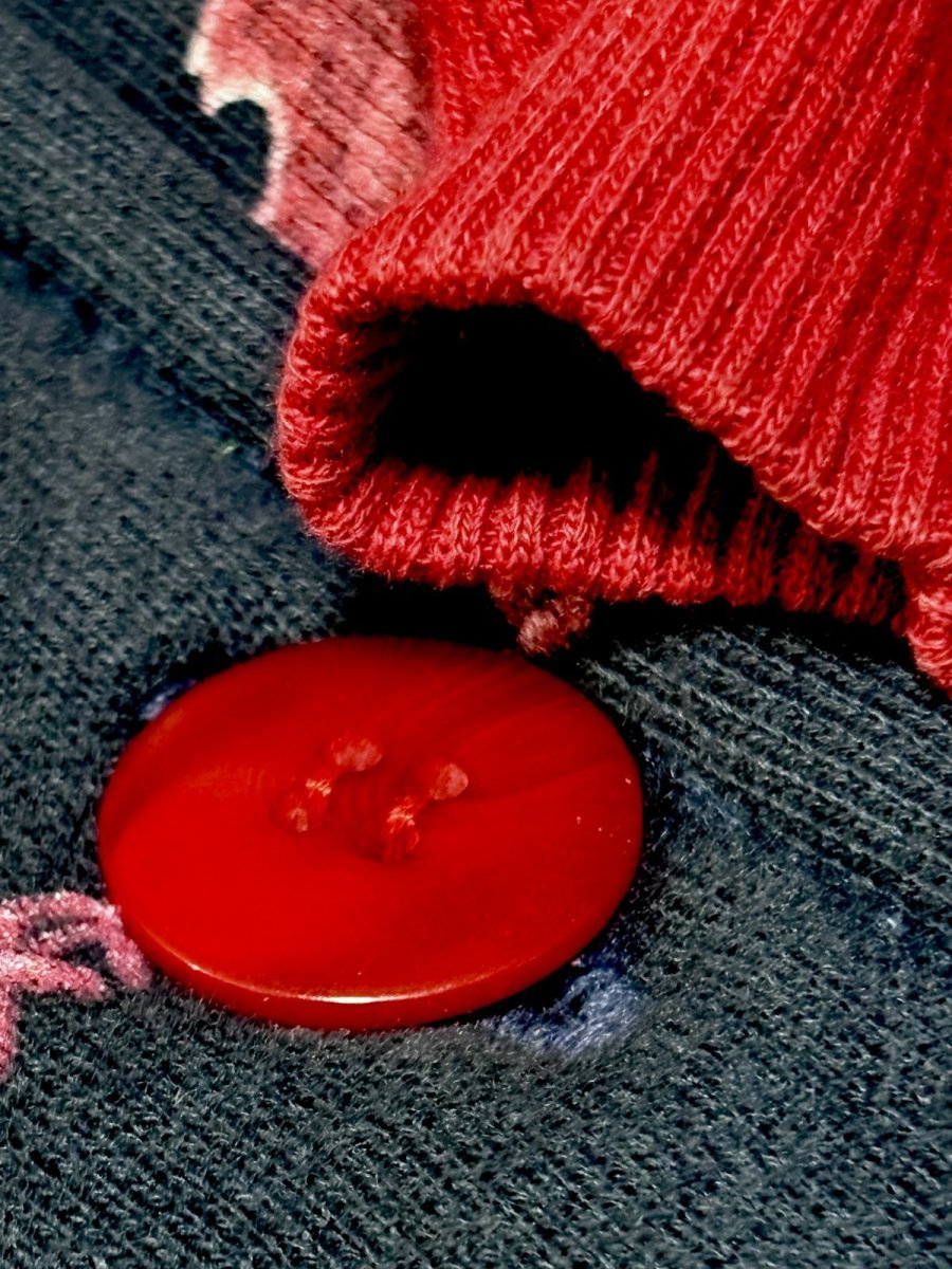 画像10: リーフ柄 ネイビー レトロ USA古着 ヴィンテージカーディガン (10)