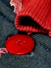 画像10: リーフ柄 ネイビー レトロ USA古着 ヴィンテージカーディガン (10)