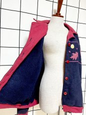 画像8: リーフ柄 ネイビー レトロ USA古着 ヴィンテージカーディガン (8)