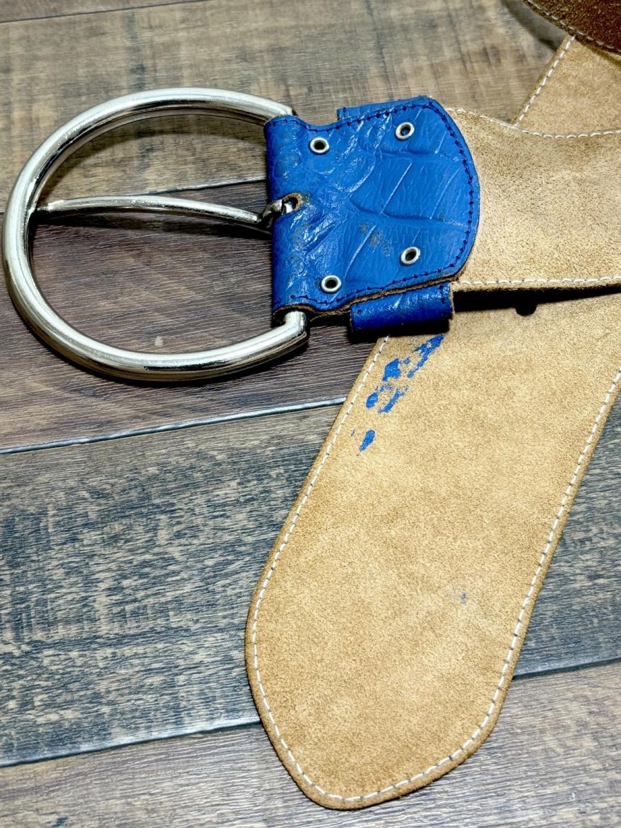 画像5: レトロアンティーク ブルー ヴィンテージ フランス製 ヨーロッパ古着 ベルト (5)