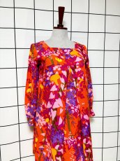 画像4: レトロサイケ 花柄 USA古着 ヴィンテージワンピース (4)