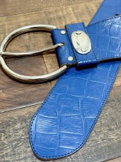 画像4: レトロアンティーク ブルー ヴィンテージ フランス製 ヨーロッパ古着 ベルト (4)