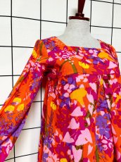 画像7: レトロサイケ 花柄 USA古着 ヴィンテージワンピース (7)