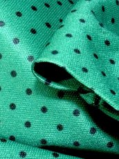 画像12: プリーツ切り替え グリーン ドット ボーダー ウエストゴム レトロ USA古着 ヴィンテージワンピース (12)