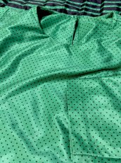 画像10: プリーツ切り替え グリーン ドット ボーダー ウエストゴム レトロ USA古着 ヴィンテージワンピース (10)