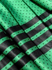 画像11: プリーツ切り替え グリーン ドット ボーダー ウエストゴム レトロ USA古着 ヴィンテージワンピース (11)