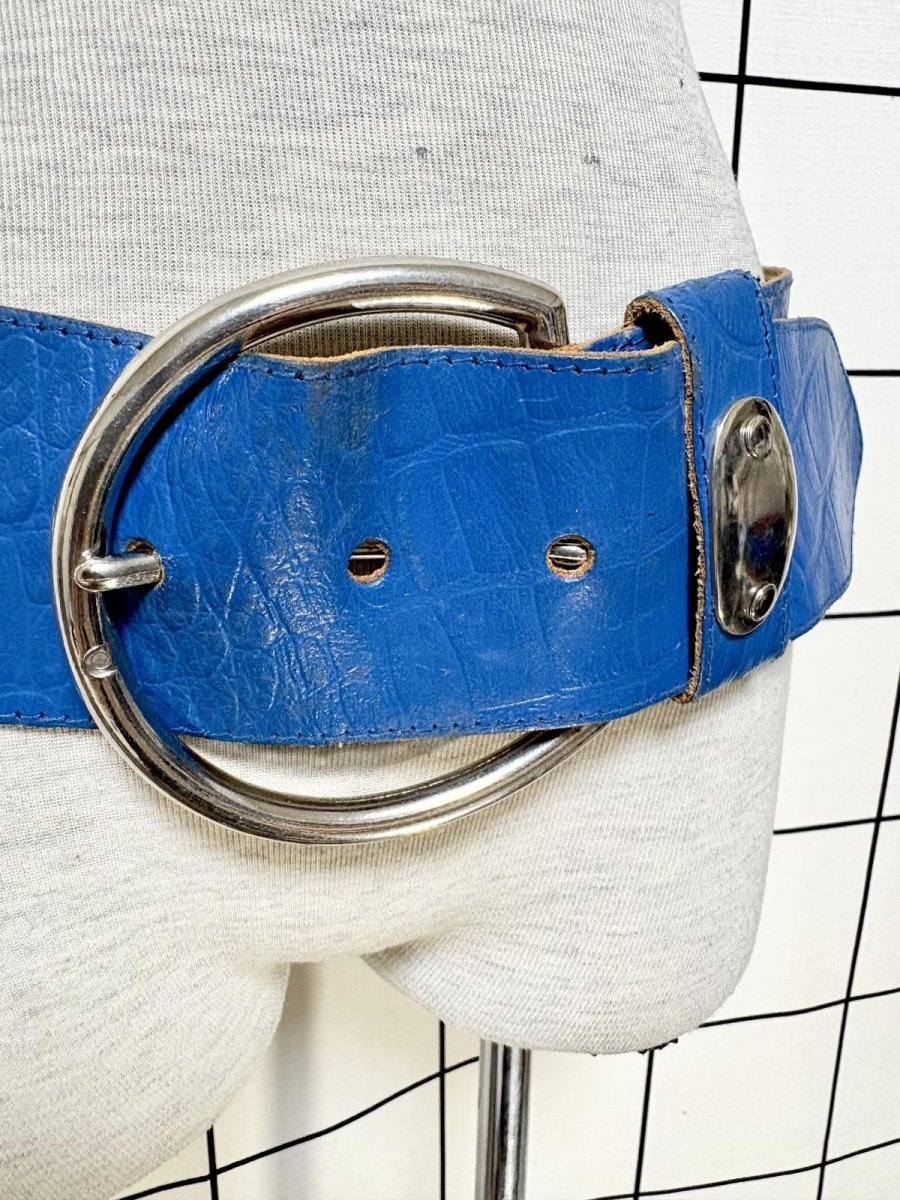 画像3: レトロアンティーク ブルー ヴィンテージ フランス製 ヨーロッパ古着 ベルト (3)