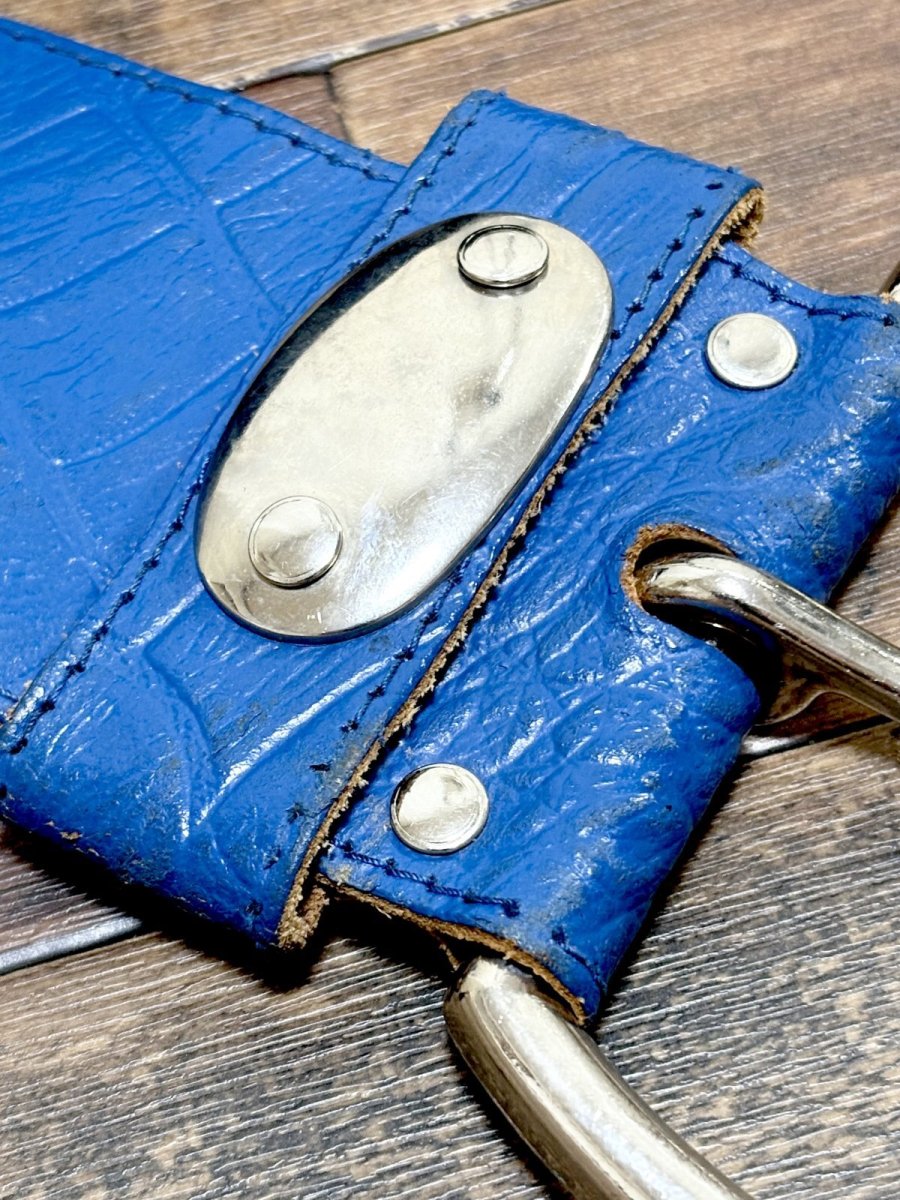 画像6: レトロアンティーク ブルー ヴィンテージ フランス製 ヨーロッパ古着 ベルト (6)