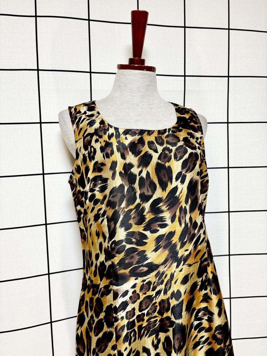 画像4: レオパード ヒョウ柄 ノースリーブ レトロ USA古着 ヴィンテージワンピース (4)