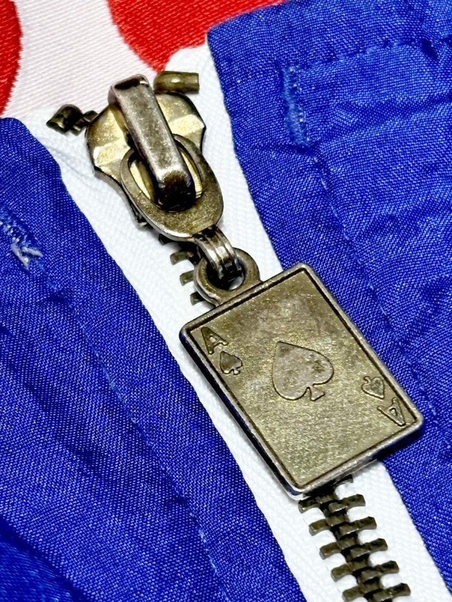 画像14: トランプ柄 希少 オーバーサイズ ジップアップ USA古着 ブルゾン ジャンパー ヴィンテージナイロンジャケット (14)