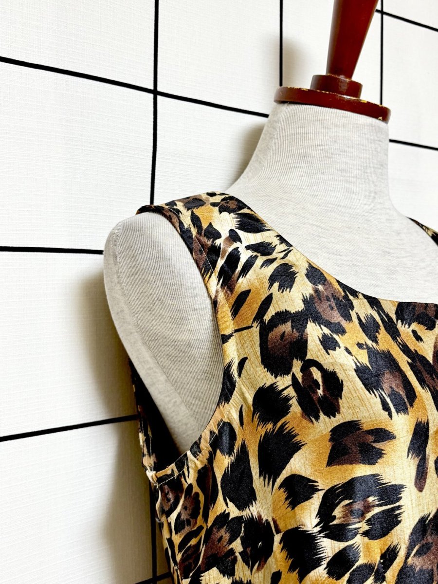 画像7: レオパード ヒョウ柄 ノースリーブ レトロ USA古着 ヴィンテージワンピース (7)