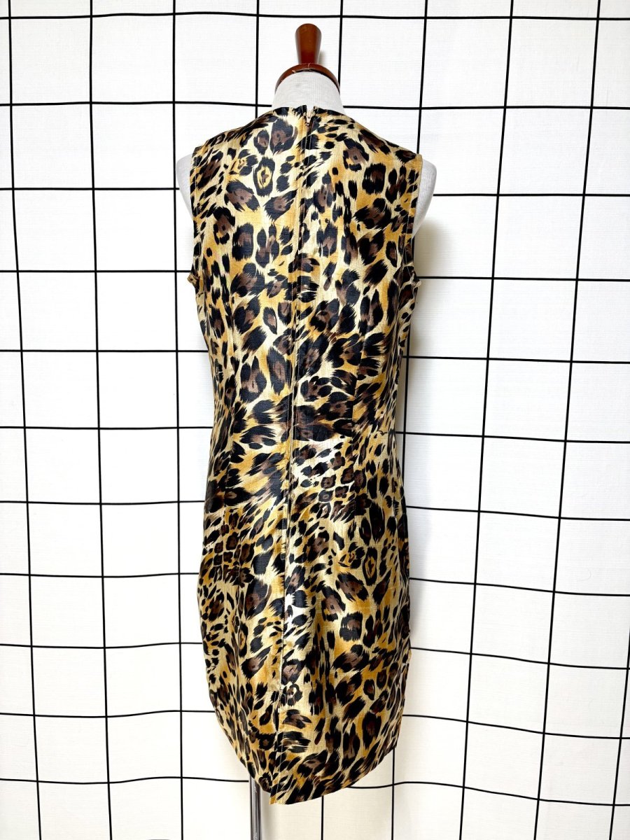画像3: レオパード ヒョウ柄 ノースリーブ レトロ USA古着 ヴィンテージワンピース (3)