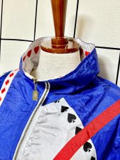 画像5: トランプ柄 希少 オーバーサイズ ジップアップ USA古着 ブルゾン ジャンパー ヴィンテージナイロンジャケット (5)