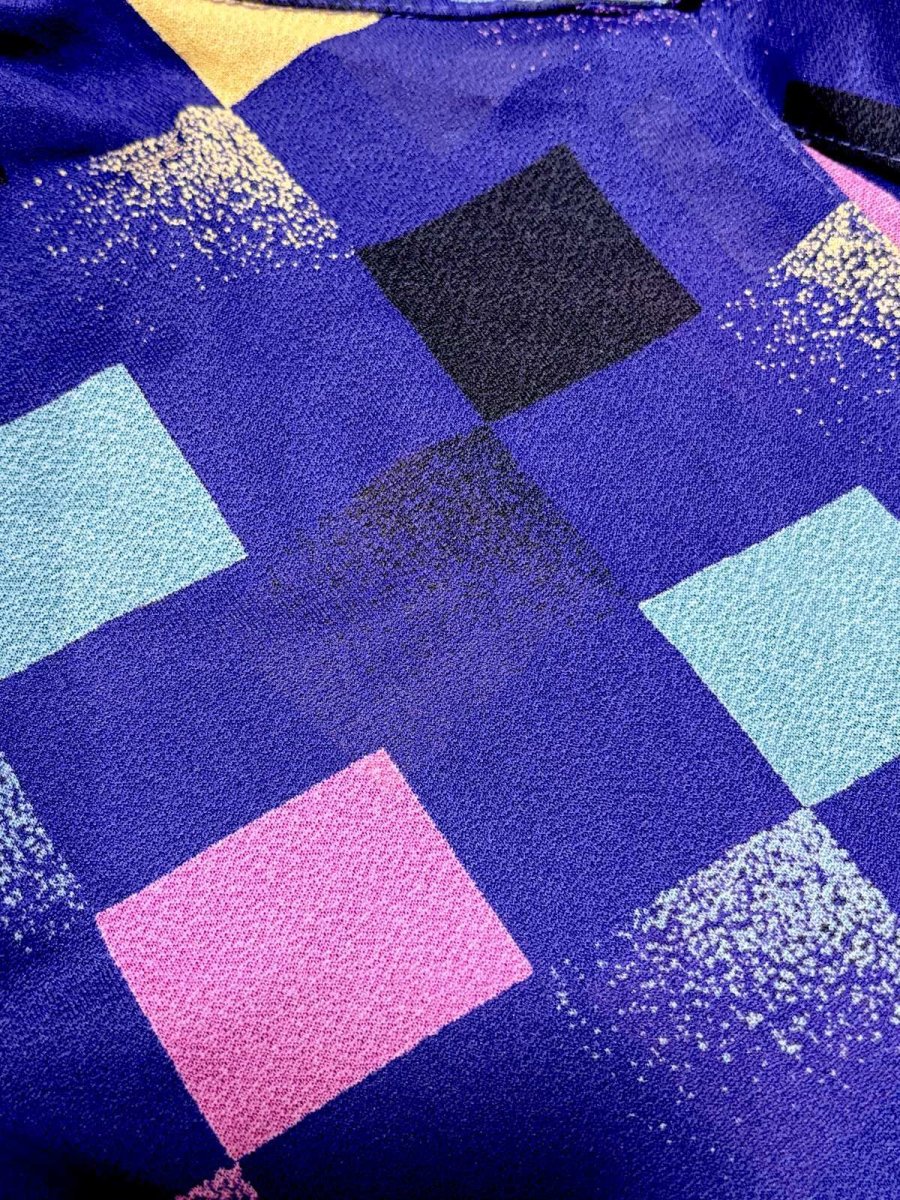 画像11: フランス製 スクエア柄 ウエストゴム レトロ ヨーロッパ古着 ヴィンテージワンピース  (11)