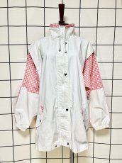 画像8: ギンガムチェック 大きめサイズ ホワイト ジップアップ レトロ USA古着 ジャンパー ヴィンテージブルゾンジャケット (8)