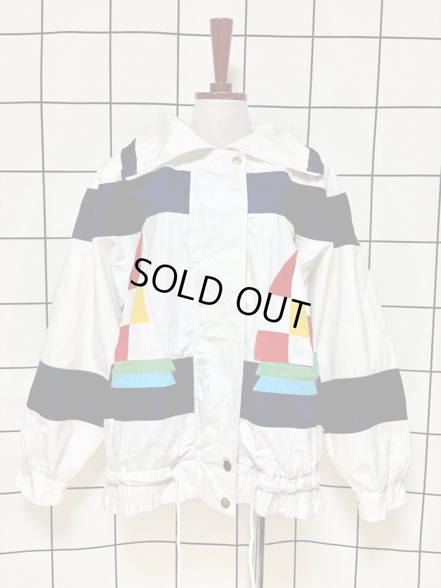 画像1: レトロマリン ホワイト ジップアップ USA古着 ジャンパー ヴィンテージブルゾンジャケット (1)