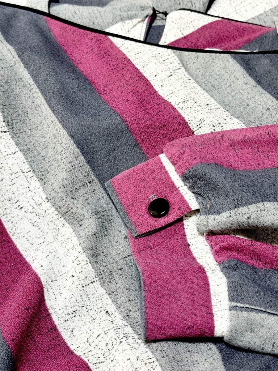 画像13: リボンベルト付 ストライプ ウエストゴム レトロ 長袖 USA古着 ヴィンテージワンピース  (13)