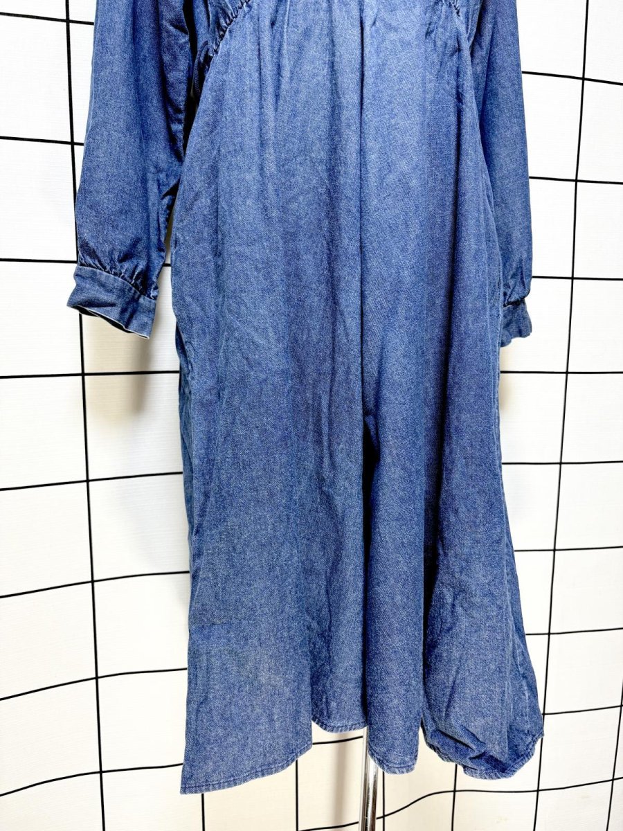 画像9: デニム チェック 長袖 レトロ USA古着 ヴィンテージワンピース (9)