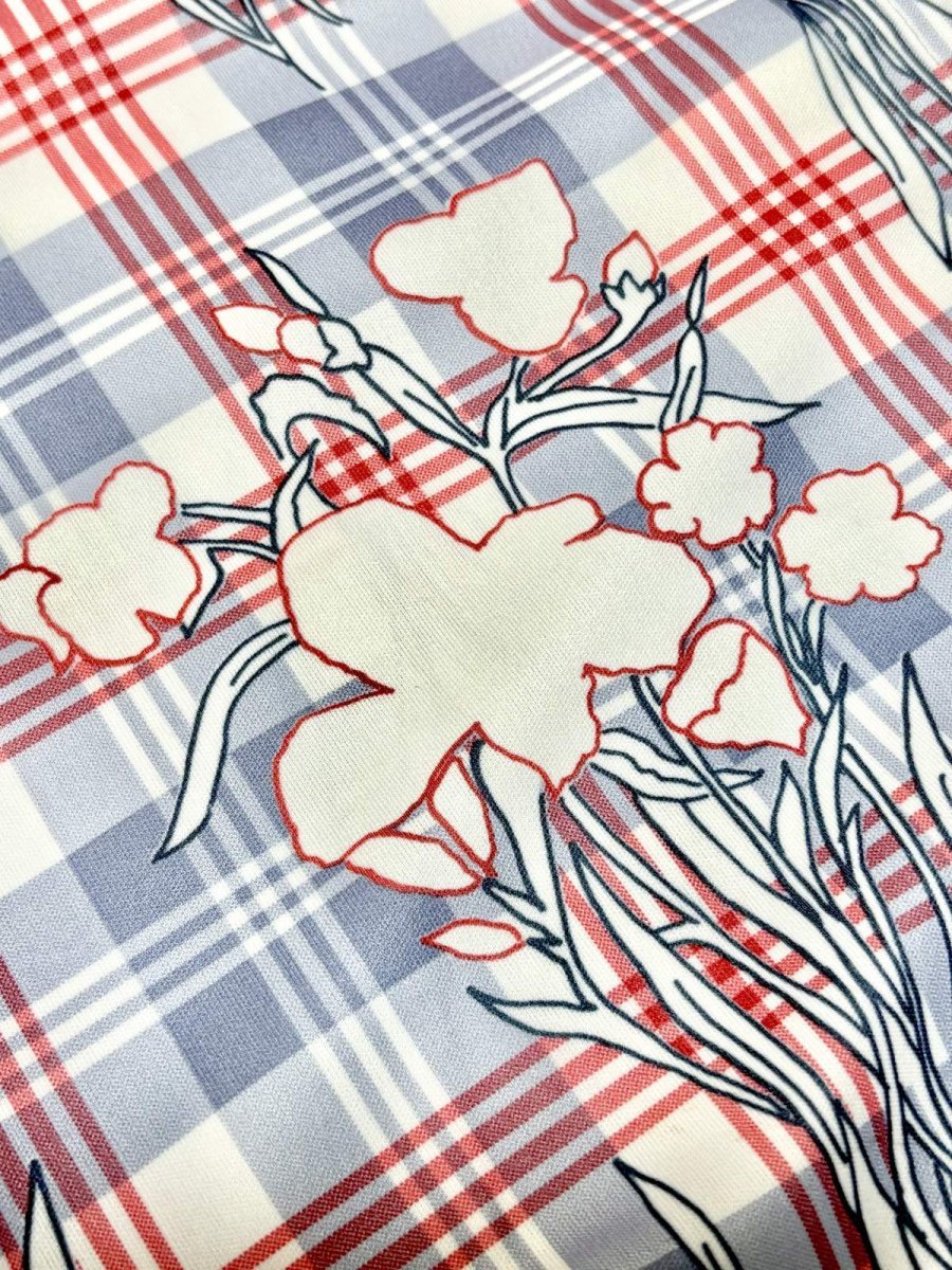 画像11: チェック柄 花柄 前開き 長袖 レトロ USA古着 ヴィンテージワンピース (11)