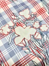 画像11: チェック柄 花柄 前開き 長袖 レトロ USA古着 ヴィンテージワンピース (11)