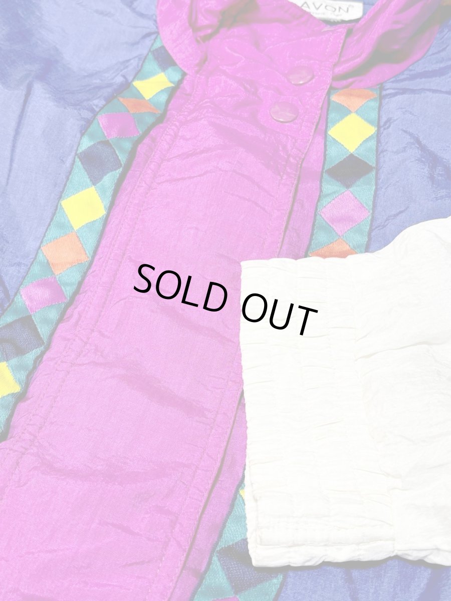 画像10: ダイヤ柄 ジップアップ レトロ USA古着 ブルゾン ジャンパー ヴィンテージナイロンジャケット (10)