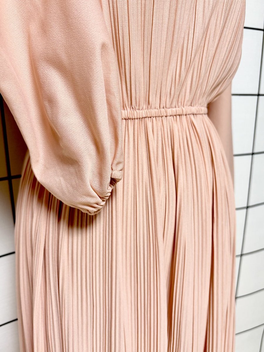 画像7: パーティー衣装にもおすすめ プリーツ切り替え レース装飾 ウエストゴム レトロ USA古着 ヴィンテージドレス (7)