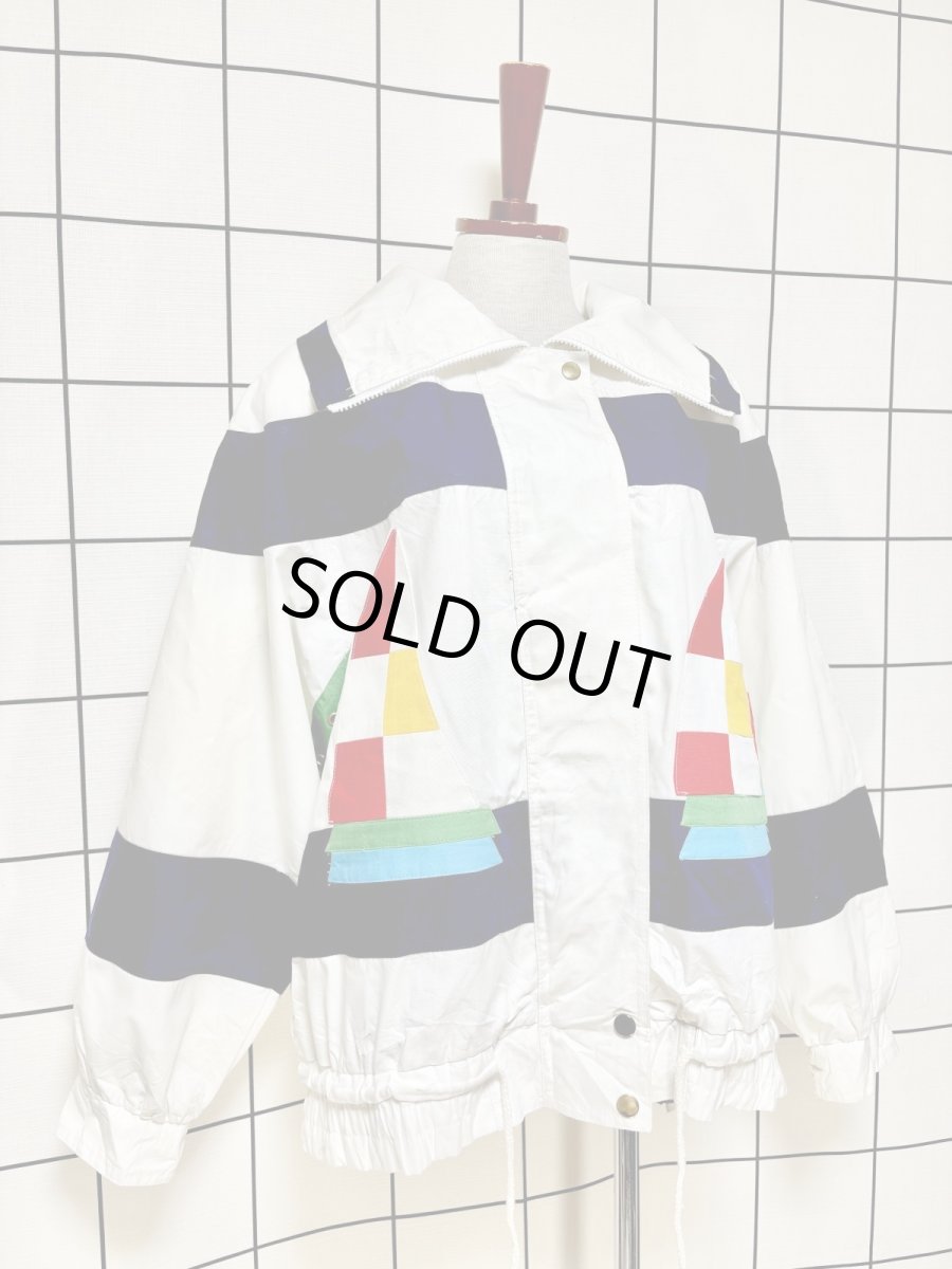 画像3: レトロマリン ホワイト ジップアップ USA古着 ジャンパー ヴィンテージブルゾンジャケット (3)