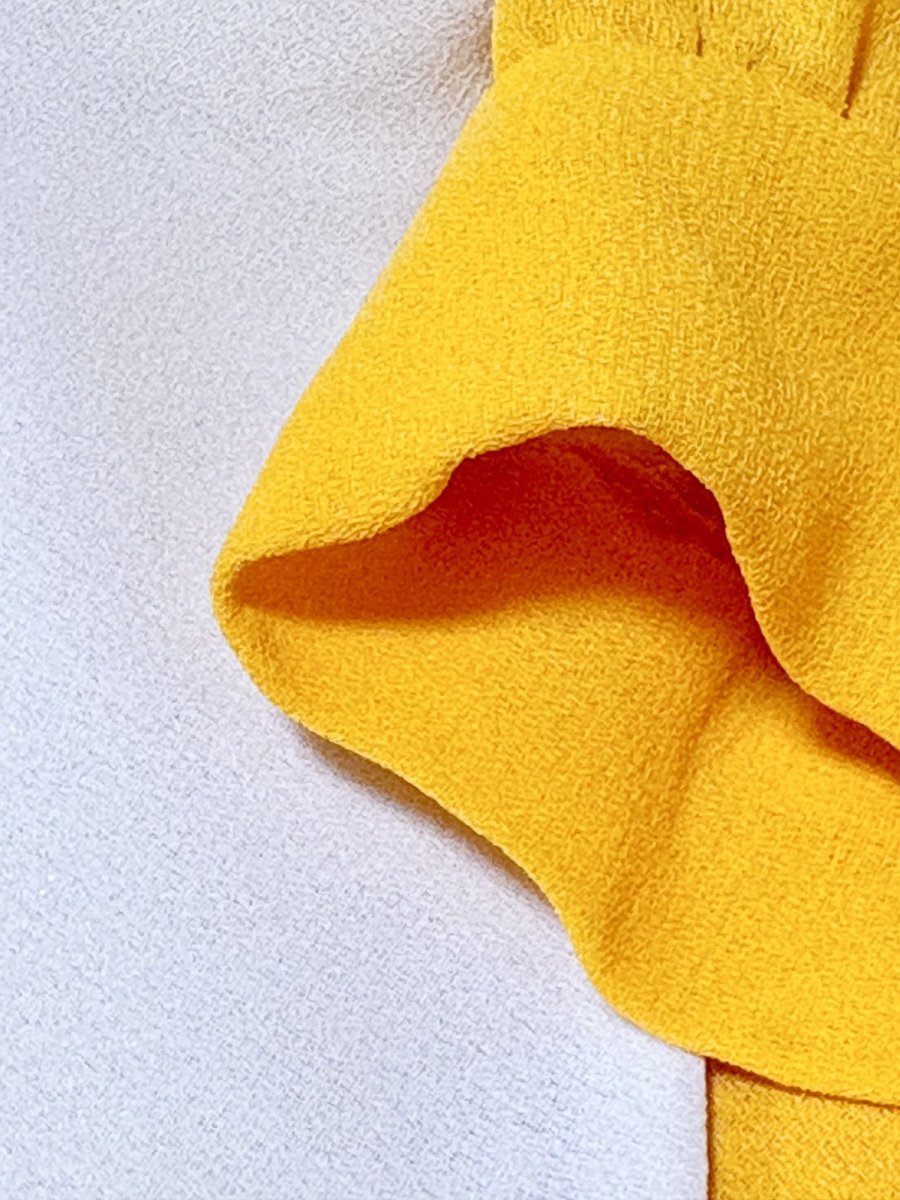 画像10: プリーツ切り替え ボーダー イエロー ホワイト レトロ USA古着 ヴィンテージワンピース (10)