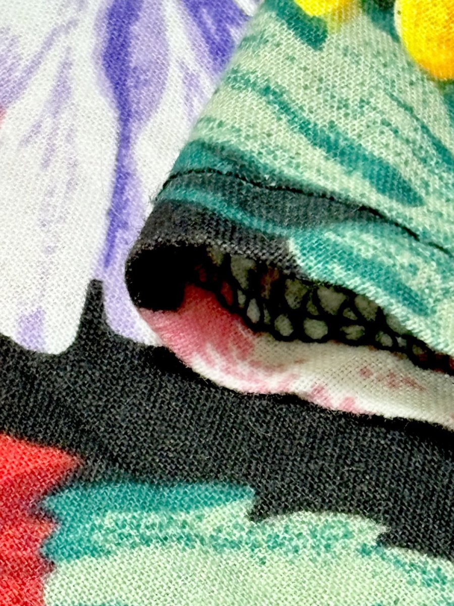 画像14: カラフル 花柄 ウエストゴム レトロ USA古着 ノースリーブ ヴィンテージワンピース (14)