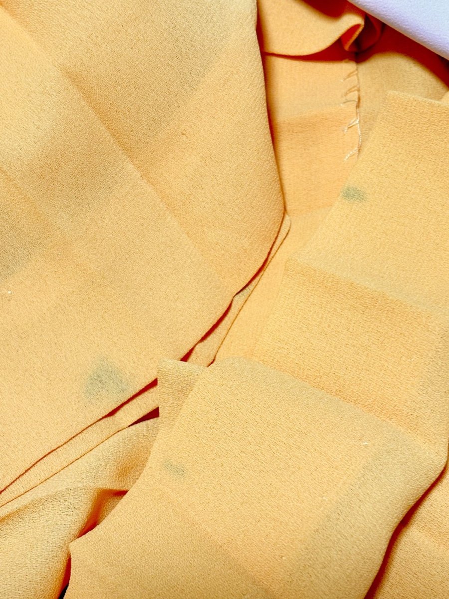 画像13: プリーツ切り替え ボーダー イエロー ホワイト レトロ USA古着 ヴィンテージワンピース (13)