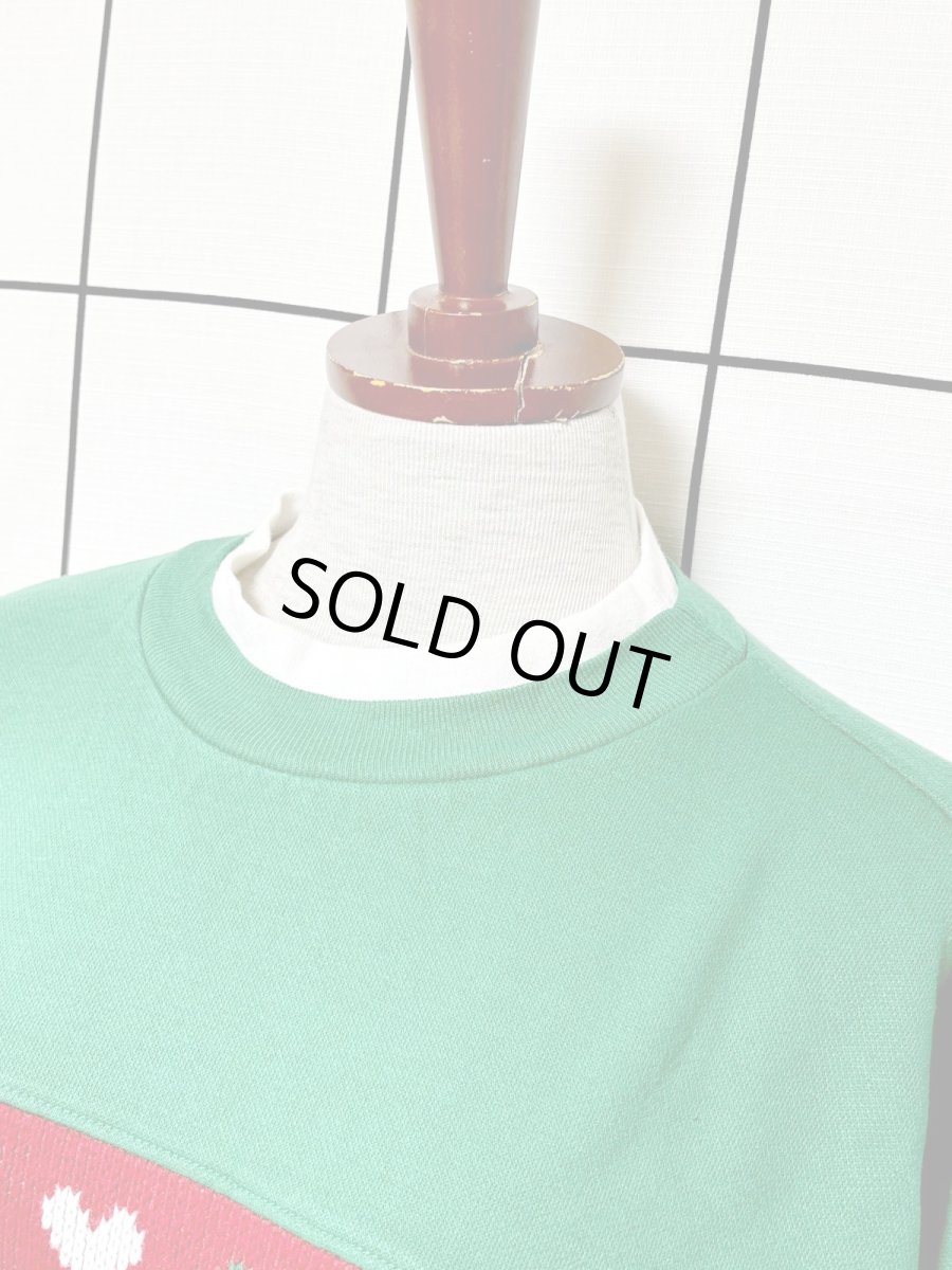 画像4: くまさん グリーン ハイネック レトロ USA古着 ヴィンテージスウェット (4)