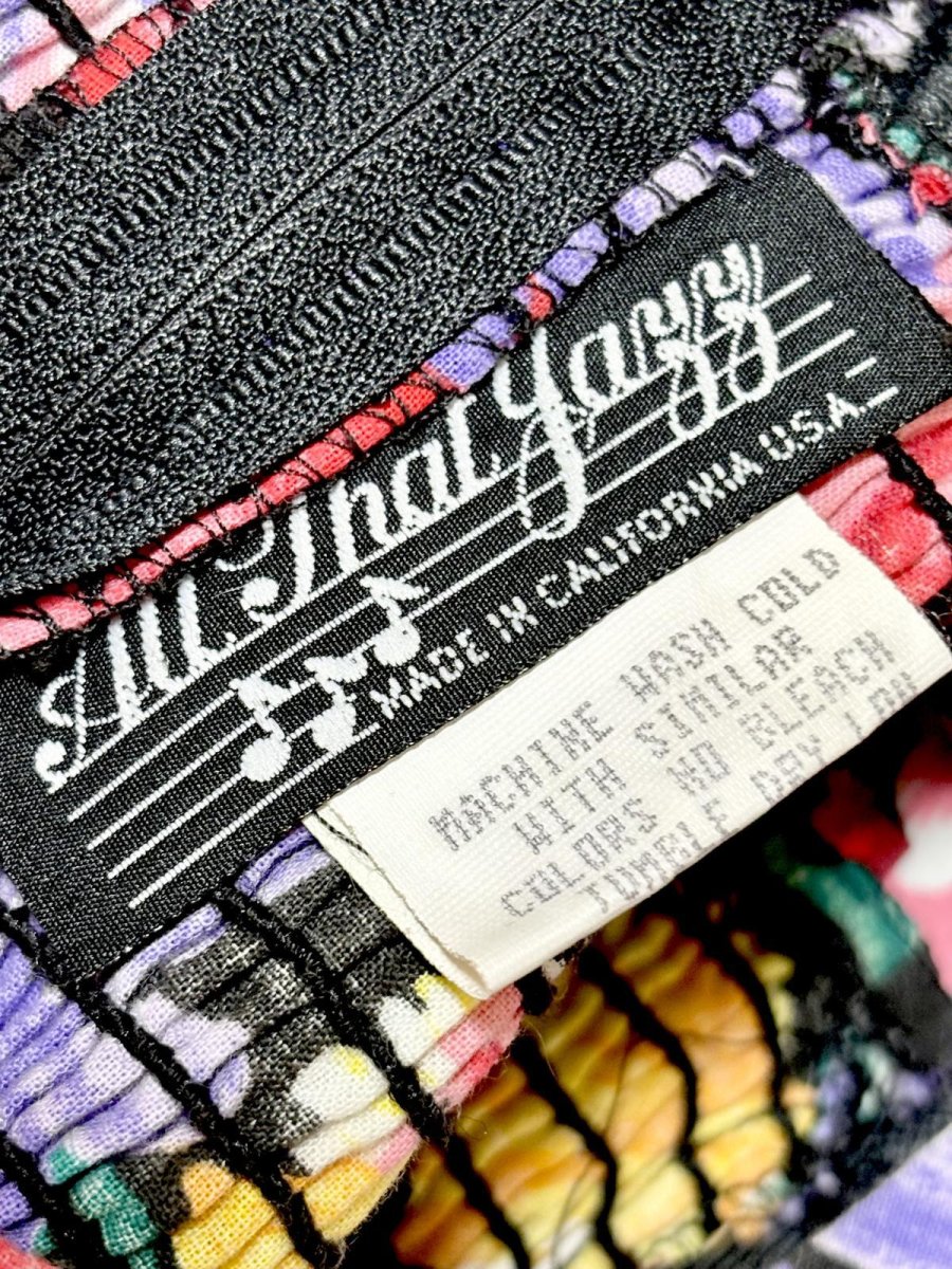 画像15: カラフル 花柄 ウエストゴム レトロ USA古着 ノースリーブ ヴィンテージワンピース (15)