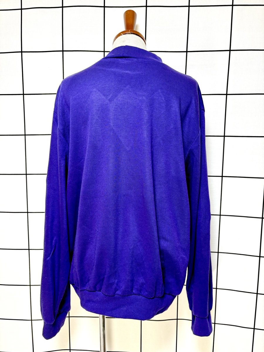 画像2: ダイヤ柄 チェック ハイネック パープル レトロ USA古着 ヴィンテージスウェット (2)