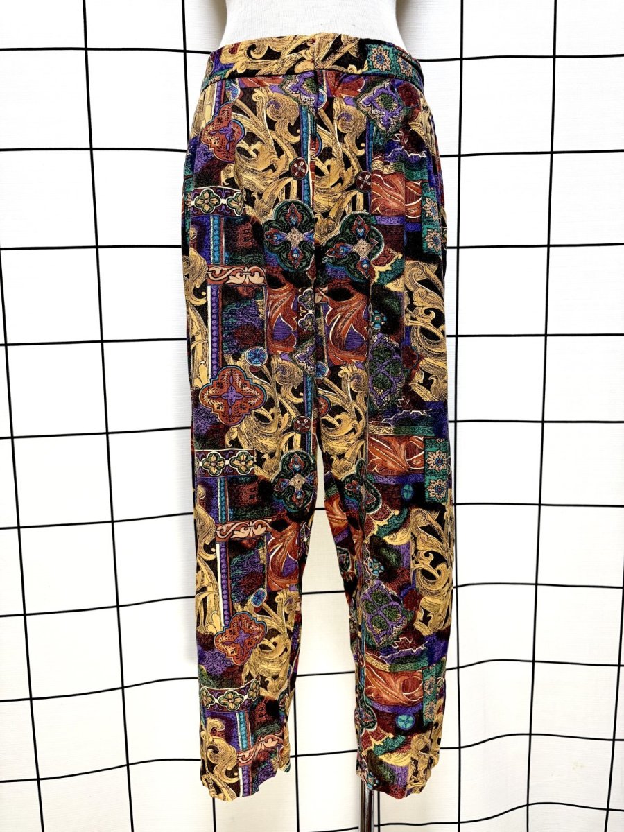 画像1: 総柄 ウエストゴム レトロ USA古着 ヴィンテージ パンツ (1)