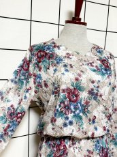 画像6: 花柄 ウエストゴム レトロ Guatemala 古着 ヴィンテージワンピース  (6)