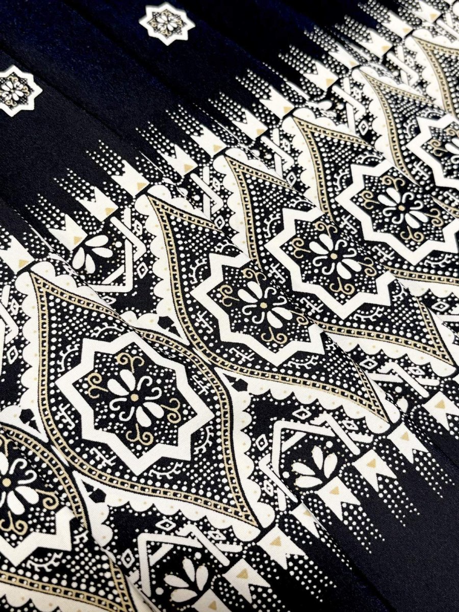 画像10: プリーツ切り替え ブラック UNIONMADE ウエストゴム レトロ USA古着 ヴィンテージワンピース (10)