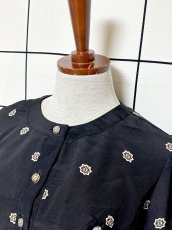 画像4: プリーツ切り替え ブラック UNIONMADE ウエストゴム レトロ USA古着 ヴィンテージワンピース (4)
