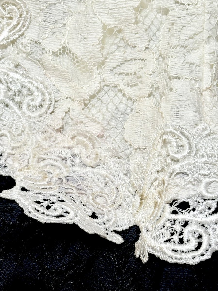 画像15: 贅沢な総レース パーティースタイルにおすすめ ホワイト ブラック クラシカル レトロ ヨーロッパ古着 ヴィンテージドレス (15)