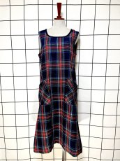 画像1: チェック柄 レトロ USA古着 ノースリーブ ヴィンテージワンピース (1)