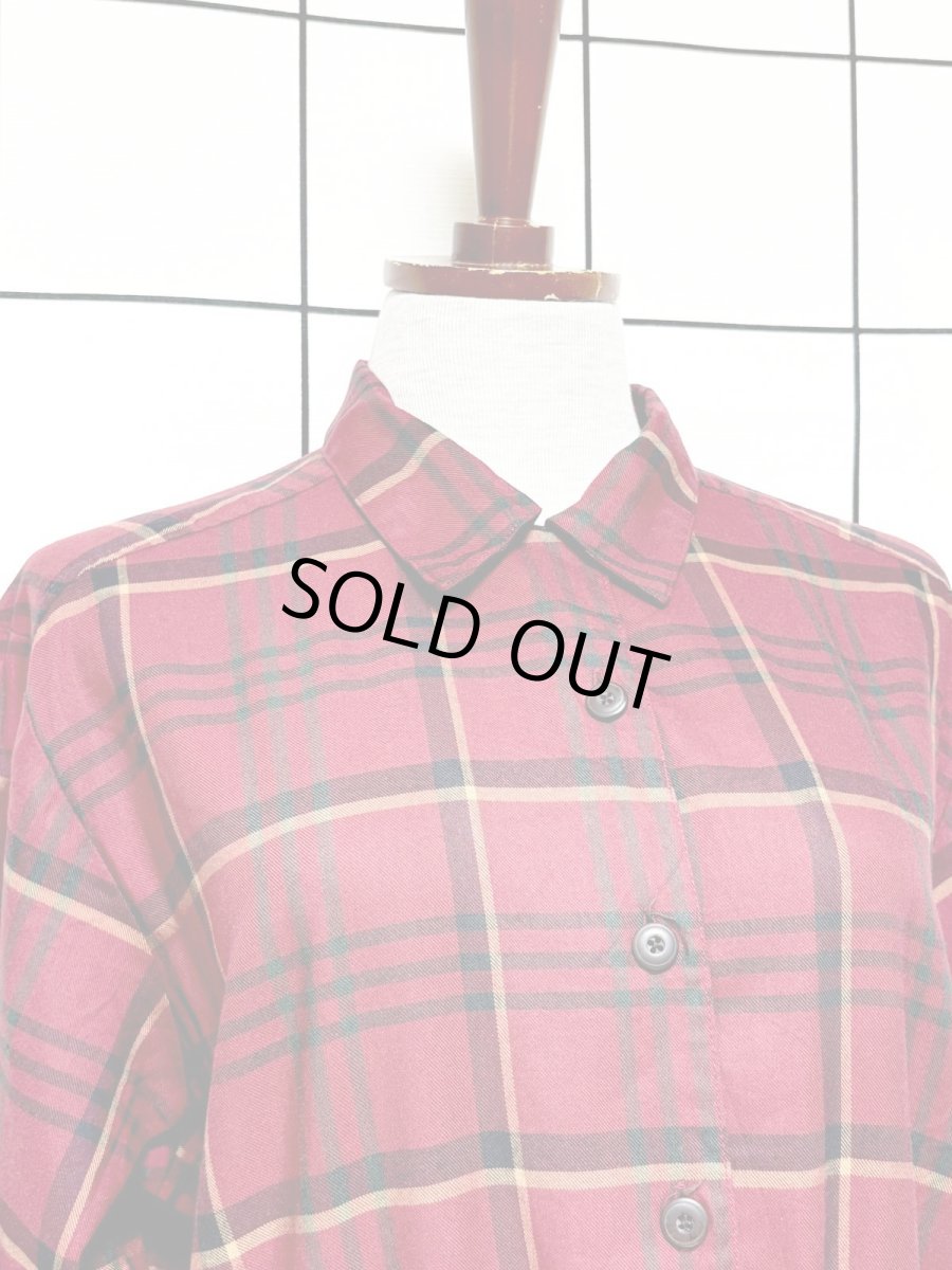 画像5: チェック柄 前開き ウエストゴム レトロ USA古着 ヴィンテージワンピース (5)