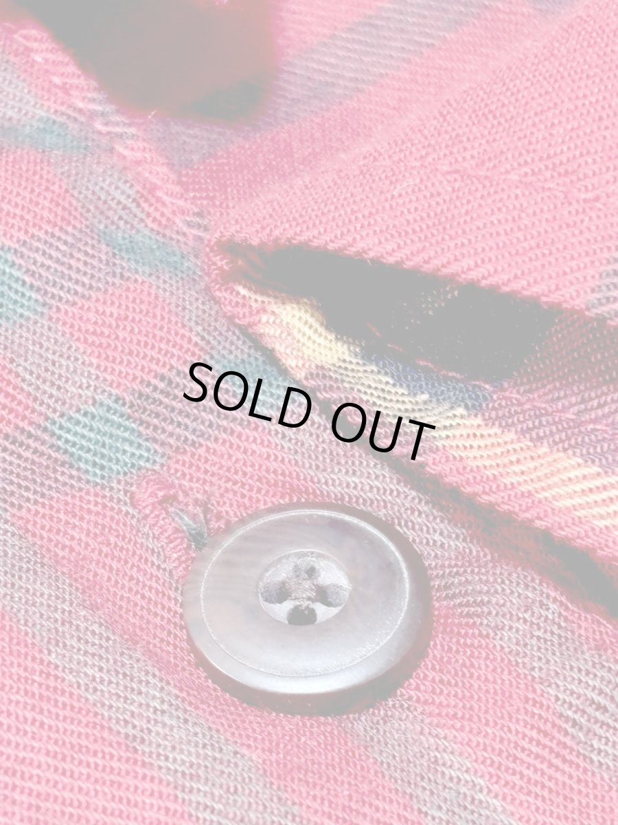 画像13: チェック柄 前開き ウエストゴム レトロ USA古着 ヴィンテージワンピース (13)