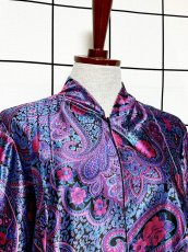 画像5: レトロサイケ ペイズリー 花柄 フロントジッパー USA古着 ヴィンテージワンピース (5)