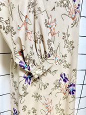 画像8: 首元リボン 花柄 ウエストゴム レトロ USA古着 ヴィンテージワンピース (8)
