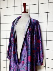 画像11: レトロサイケ ペイズリー 花柄 フロントジッパー USA古着 ヴィンテージワンピース (11)