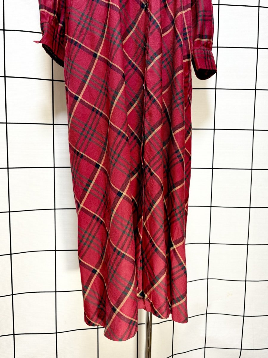 画像8: チェック柄 前開き ウエストゴム レトロ USA古着 ヴィンテージワンピース (8)