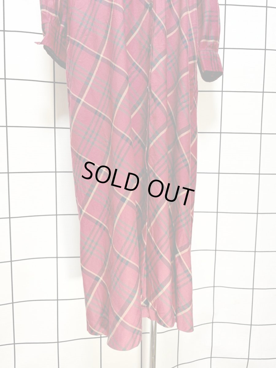 画像8: チェック柄 前開き ウエストゴム レトロ USA古着 ヴィンテージワンピース (8)